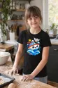 Koszulka z motorówką dla dziewczynki czarna słodki kawaii, zdjęcie 5