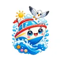 Koszulka z motorówką dla dziewczynki biała słodki kawaii, zdjęcie 2