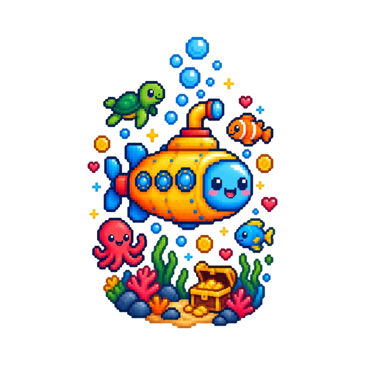 Koszulka z łodzią podwodną pixel art dla chłopca biała, zdjęcie 2