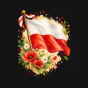 Koszulka dla dziewczynki z flagą Polski czarna delikatna akwarela, zdjęcie 2