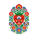 Koszulka z truskawką dla dziewczynki biała ludowa wycinanka, zdjęcie 2