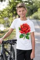 Koszulka dla chłopca z różą biała z kolorowych kropek, zdjęcie 3