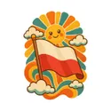 Koszulka dziecięca z flagą Polski dla dziewczynki biała retro lata 70, zdjęcie 2