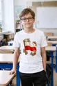 Koszulka z flagą Polski dla chłopca biała haftowany wzór, zdjęcie 3