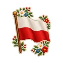 Koszulka z flagą Polski dla dziewczynki biała haftowany wzór, zdjęcie 2