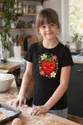 Koszulka dziecięca z truskawką dla dziewczynki czarna efekt haftu, zdjęcie 5