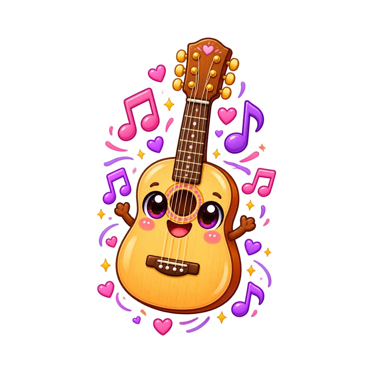 Koszulka dziecięca z gitarą dla dziewczynki biała słodki kawaii, zdjęcie 2