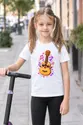Koszulka dziecięca z gitarą dla dziewczynki biała słodki kawaii, zdjęcie 5