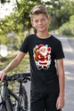Koszulka ze świętym mikołajem dla chłopca czarna efekt naklejki, zdjęcie 3