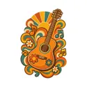 Koszulka z gitarą dla chłopca biała klimat lat 70, zdjęcie 2