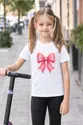 Koszulka z kokardą dla dziewczynki biała z kolorowych kropek, zdjęcie 5