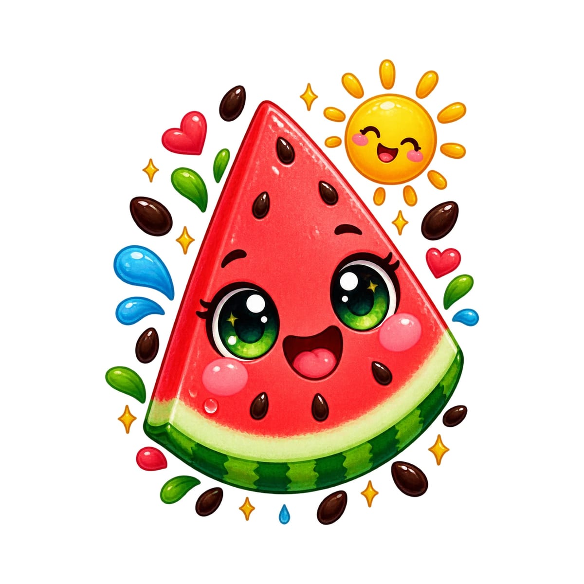 Koszulka dla dziewczynki z arbuzem biała słodki kawaii uśmiech, zdjęcie 2