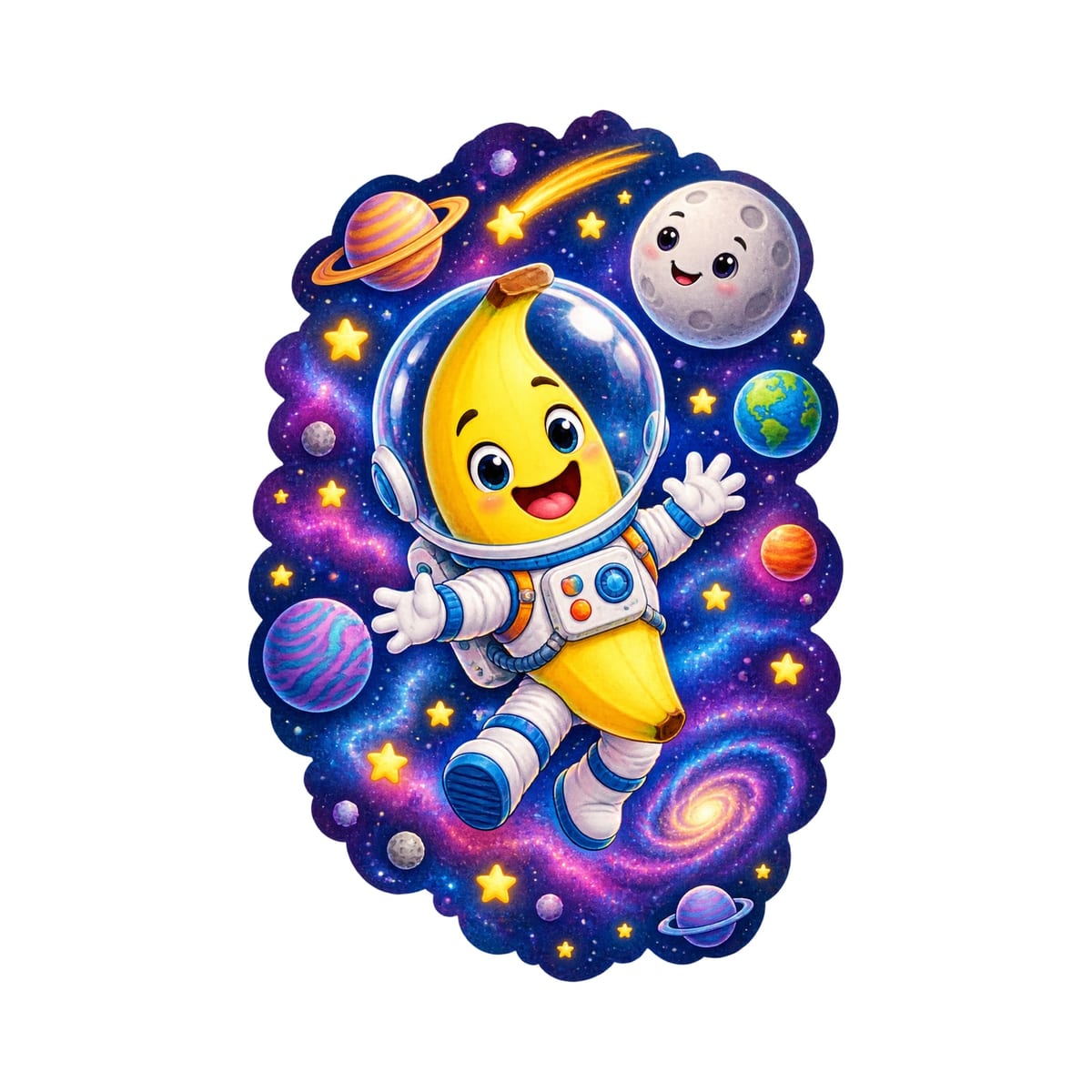 Koszulka z bananem dla chłopca biała kosmiczny astronauta, zdjęcie 2