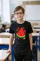 Koszulka dziecięca z arbuzem dla chłopca czarna rysunek kredkami, zdjęcie 4