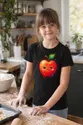 Koszulka z jabłkiem dla dziewczynki czarna z kolorowych kropek, zdjęcie 5