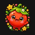 Koszulka z pomidorem dla dziewczynki czarna słodki styl kawaii, zdjęcie 2