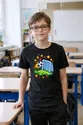 Koszulka dla chłopca z piłką nożną czarna pixel art, zdjęcie 3