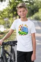 Koszulka dla chłopca z piłką nożną biała pixel art, zdjęcie 6
