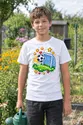 Koszulka dla chłopca z piłką nożną biała pixel art, zdjęcie 7