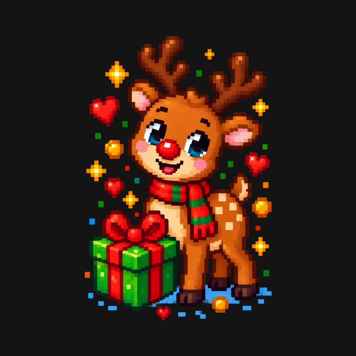 Koszulka z reniferem dla dzieci dla chłopca czarna pixel art, zdjęcie 2