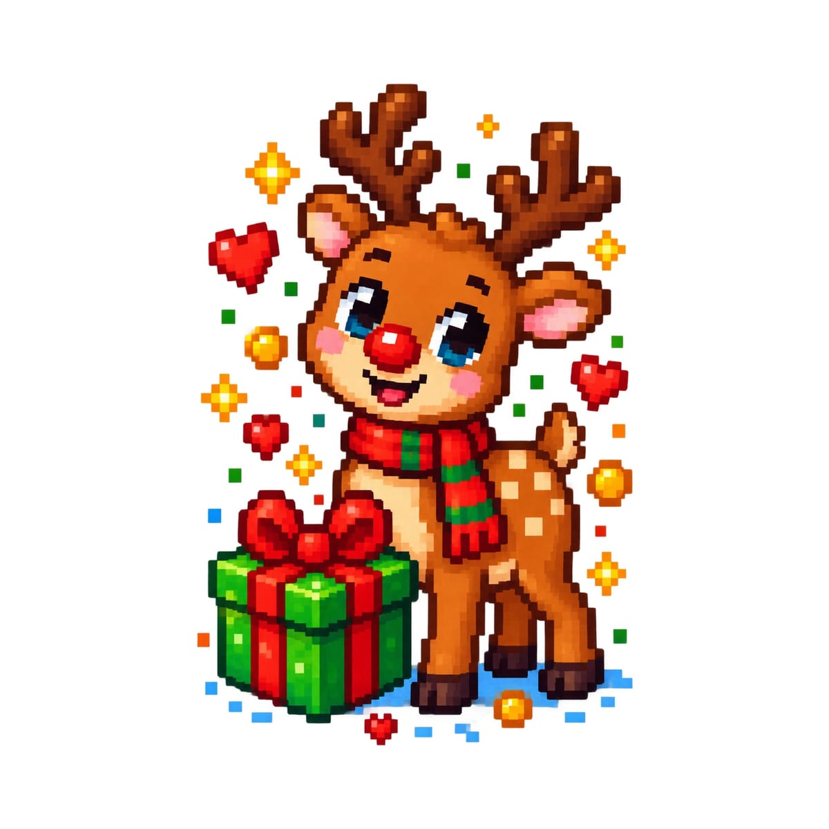 Koszulka z reniferem dla dzieci dla dziewczynki biała pixel art, zdjęcie 2