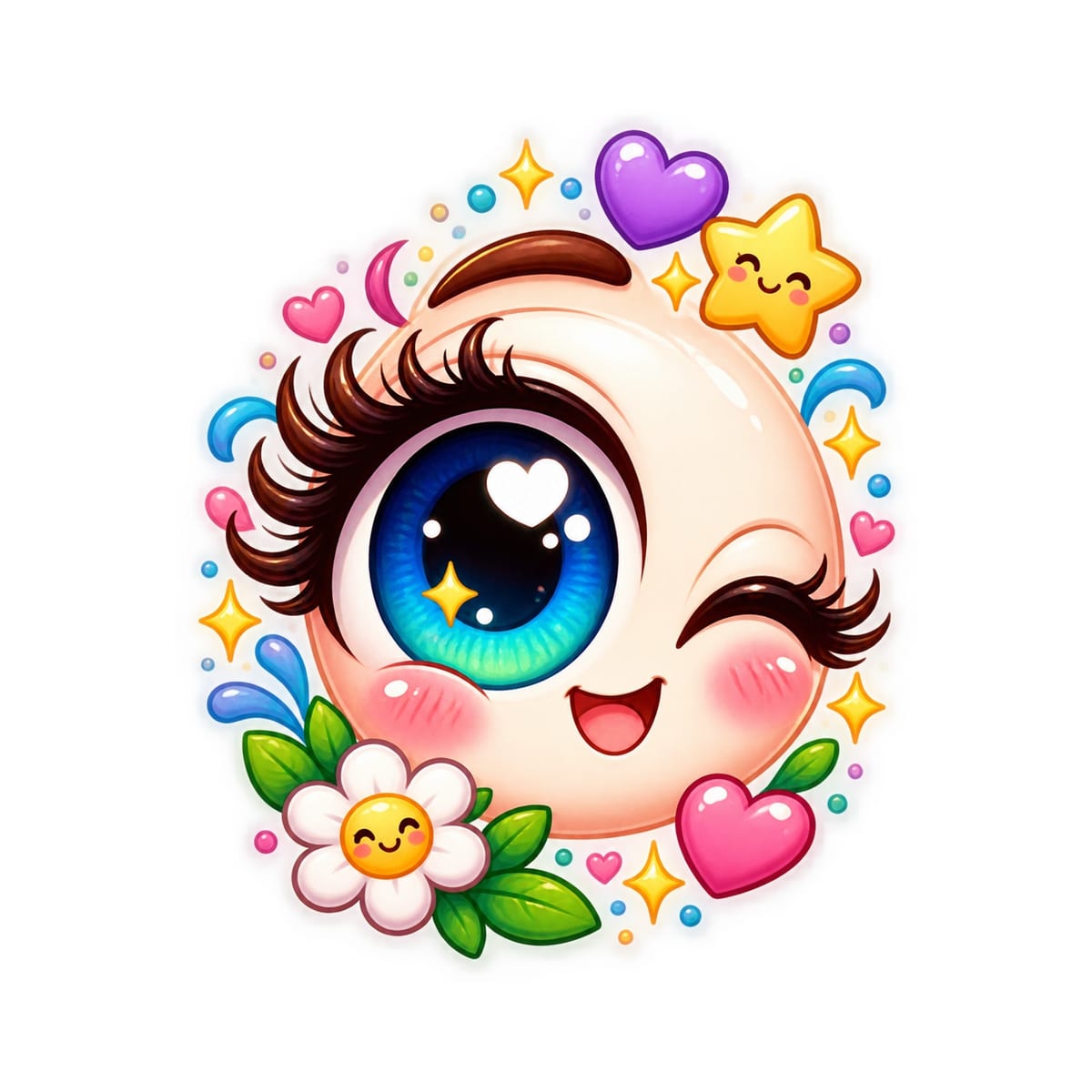 Koszulka z okiem dla dziewczynki biała słodki styl kawaii, zdjęcie 2