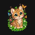Koszulka ze żbikiem dla chłopca czarna słodki kawaii styl, zdjęcie 2
