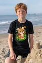 Koszulka ze żbikiem dla chłopca czarna słodki kawaii styl, zdjęcie 3