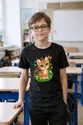Koszulka ze żbikiem dla chłopca czarna słodki kawaii styl, zdjęcie 4