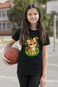Koszulka ze żbikiem dla dziewczynki czarna słodki kawaii styl, zdjęcie 3