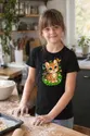 Koszulka ze żbikiem dla dziewczynki czarna słodki kawaii styl, zdjęcie 7