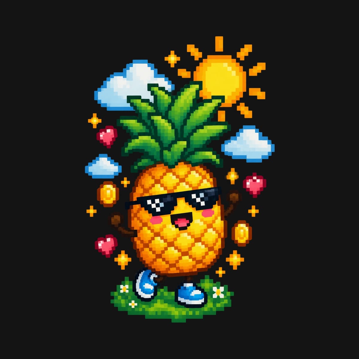 Koszulka z ananasem dla chłopca czarna pixel art, zdjęcie 2