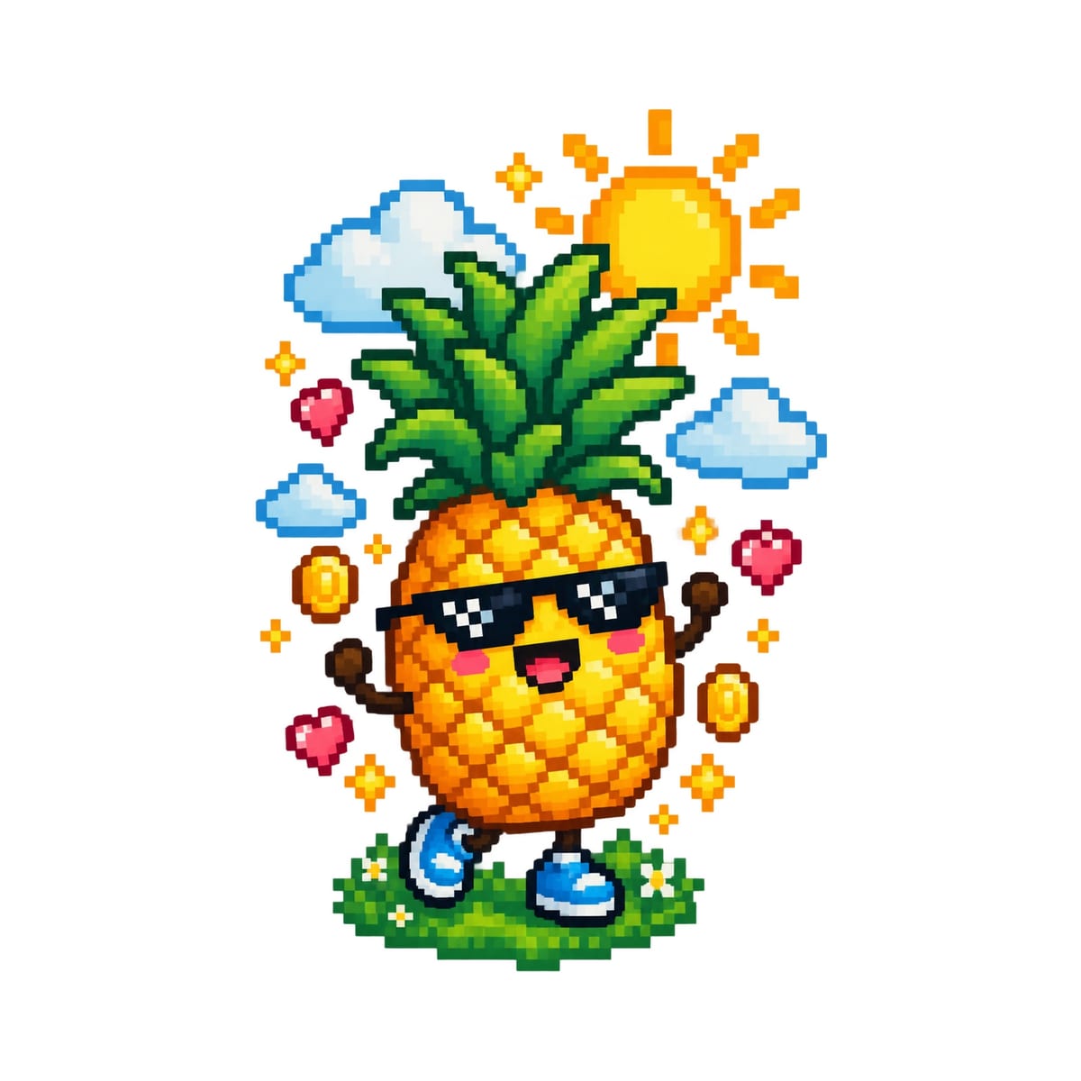 Koszulka z ananasem dla chłopca biała pixel art, zdjęcie 2