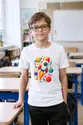 Koszulka dziecięca z kosmosem dla chłopca biała nowoczesny geometryczny, zdjęcie 4
