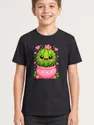 Koszulka z kaktusem dla chłopca czarna słodki styl kawaii, zdjęcie 1