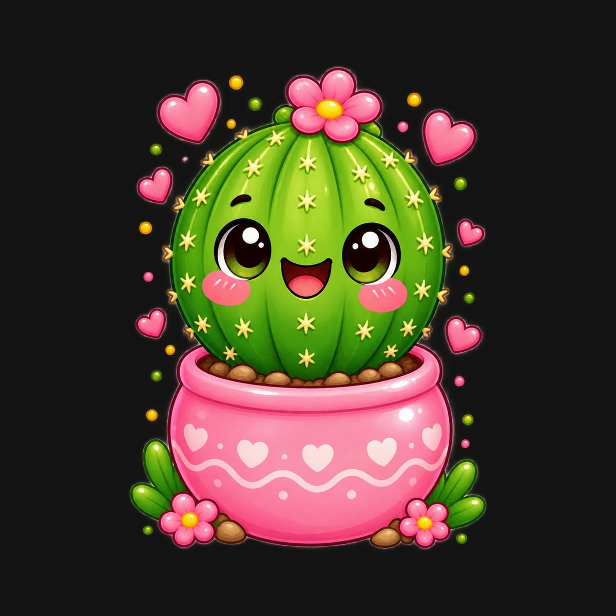 Koszulka z kaktusem dla dziewczynki czarna słodki styl kawaii, zdjęcie 2