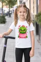Koszulka z kaktusem dla dziewczynki biała słodki styl kawaii, zdjęcie 5