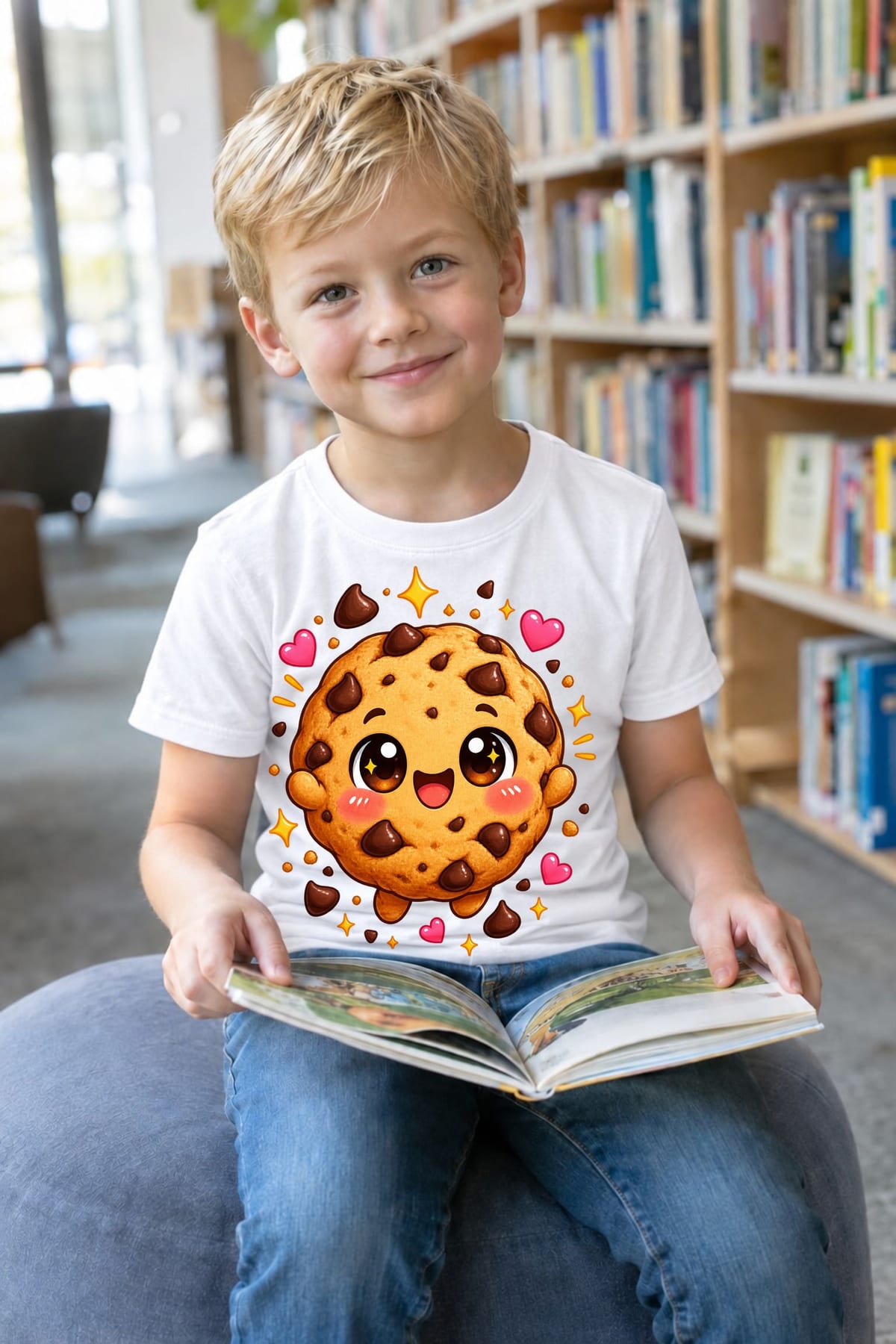 Koszulka z ciastkiem dla chłopca biała słodkie kawaii z buźką, zdjęcie 8