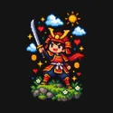 Koszulka z samurajem dla chłopca czarna pixel art retro gra, zdjęcie 2