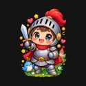 Koszulka dziecięca z rycerzem dla chłopca czarna słodki styl kawaii, zdjęcie 2