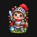 Koszulka dziecięca z rycerzem dla dziewczynki czarna słodki kawaii, zdjęcie 2