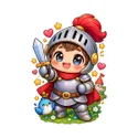 Koszulka dziecięca z rycerzem dla chłopca biała słodki styl kawaii, zdjęcie 2