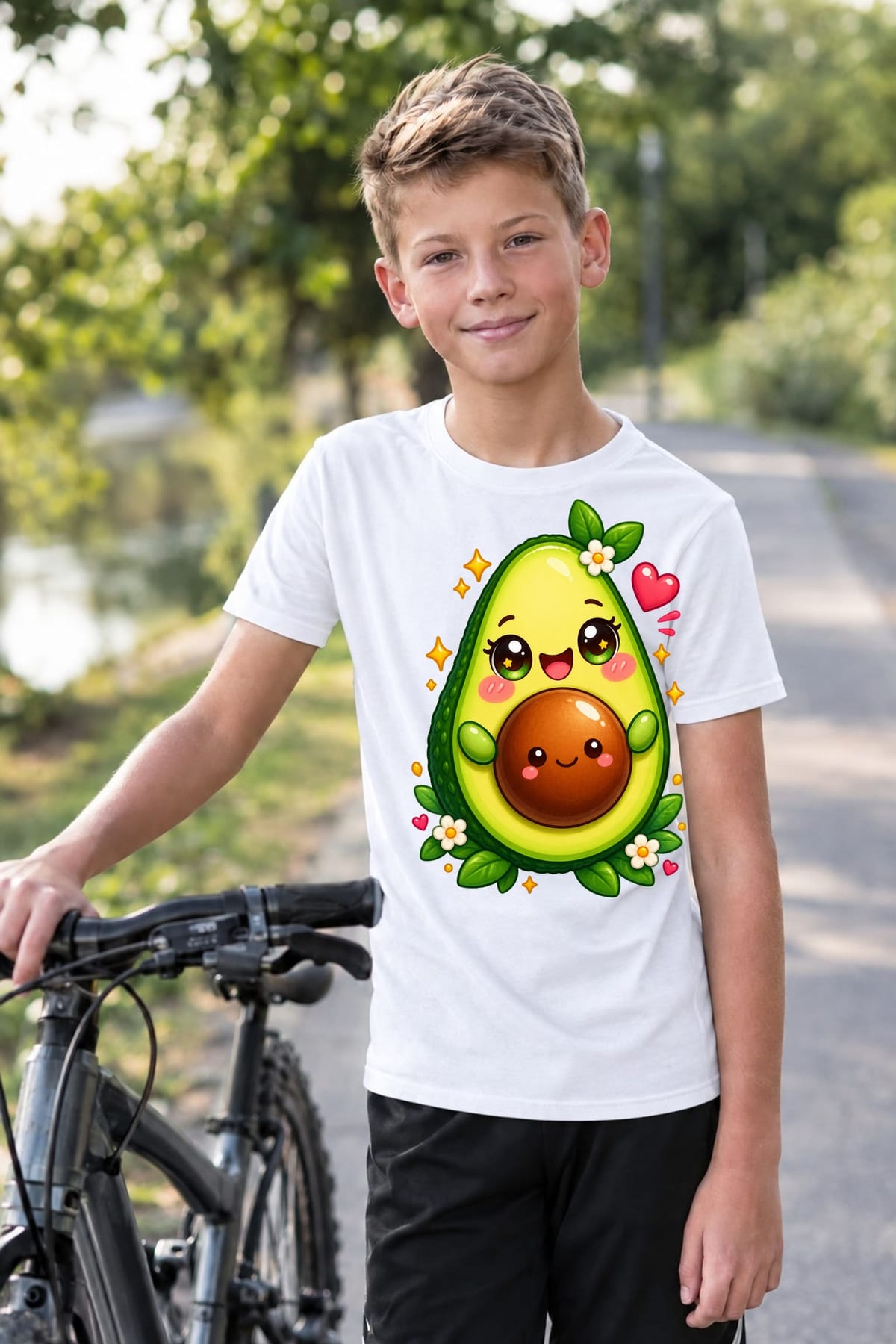 Koszulka z awokado dla chłopca biała słodki kawaii styl, zdjęcie 5