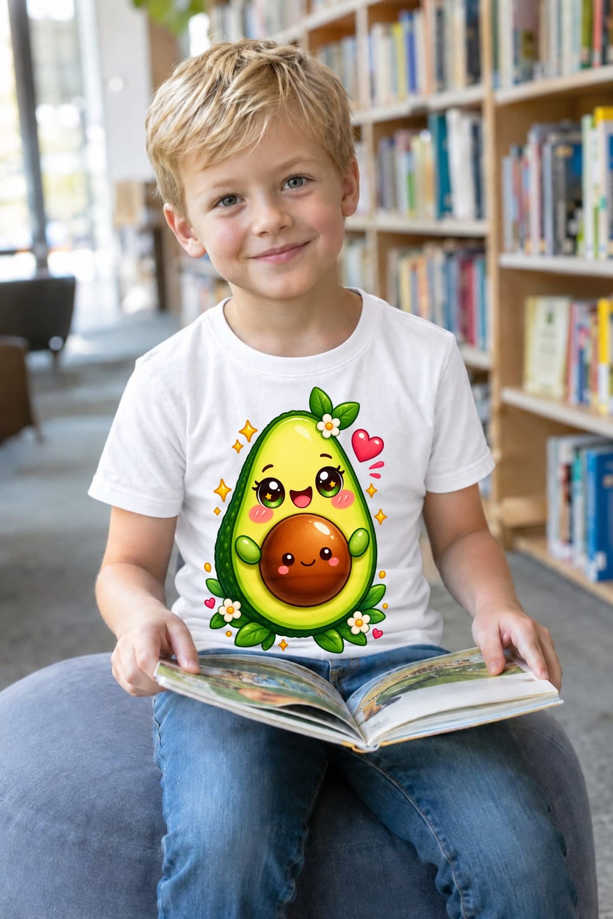 Koszulka z awokado dla chłopca biała słodki kawaii styl, zdjęcie 8