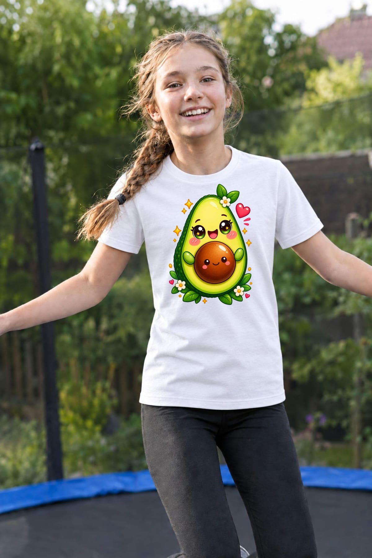 Koszulka z awokado dla dziewczynki biała słodki kawaii styl, zdjęcie 5