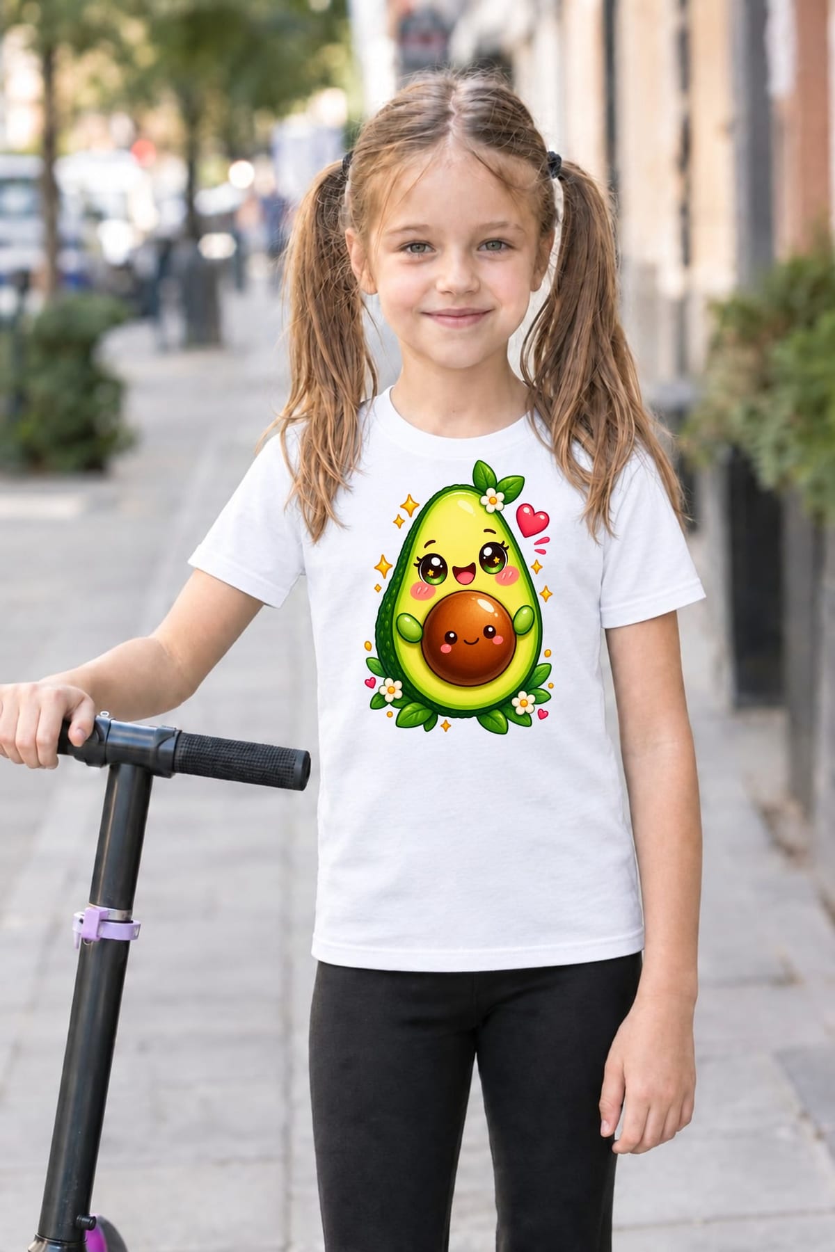 Koszulka z awokado dla dziewczynki biała słodki kawaii styl, zdjęcie 8