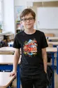 Koszulka z wozem strażackim dla chłopca czarna akwarelowa miękkość, zdjęcie 5