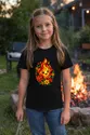 Koszulka z ogniem dla dziewczynki czarna witrażowe kolorowe segmenty, zdjęcie 8