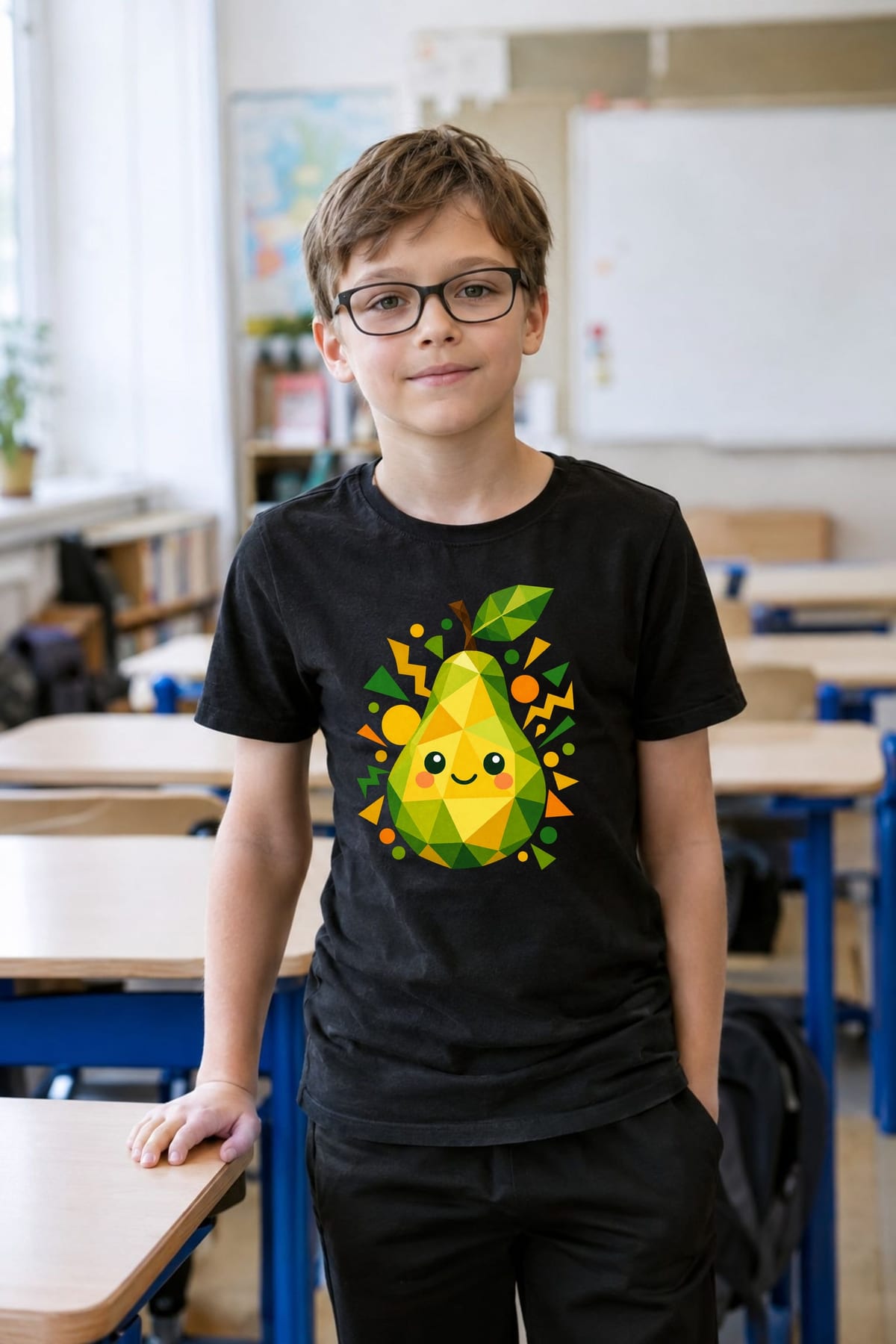 Koszulka z gruszką dla chłopca czarna geometryczny styl, zdjęcie 6