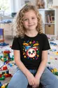 Koszulka z perkusją dla dziewczynki czarna słodki kawaii z buzią, zdjęcie 8